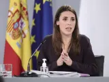 La ministra de Igualdad, Irene Montero, en una rueda de prensa posterior al Consejo de Ministros celebrado en Moncloa, a 23 de noviembre de 2021, en Madrid (España).