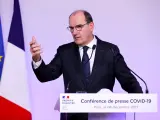 El primer ministro francés Jean Castex en una conferencia de prensa.