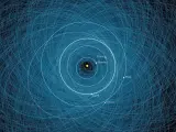Este diagrama muestra las órbitas de 2.200 objetos potencialmente peligrosos calculados por el Centro de Estudios de Objetos Cercanos a la Tierra (CNEOS) de JPL.
NASA/JPL-CALTECH
07/12/2021