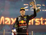 Max Verstappen, en el podio del GP de Abu Dhabi