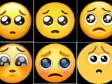 Distintas versiones del emoji de 'por favor con cara de pena'.
