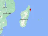 Localización de la zona entre Antanambe y Soanierana Ivongo, en la costa oriental de Madagascar.