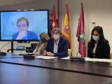 El alcalde, José Luis Martínez-Almeida, ha intervenido telemáticamente en la rueda de prensa para presentar el acuerdo de presupuestos para Madrid junto a la vicealcaldesa Begoña Villacís, Engracia Hidalgo y Marta Higueras.