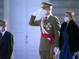 Los reyes y Pedro Sánchez, en la Pascua Militar, este jueves 6 de enero de 2022.