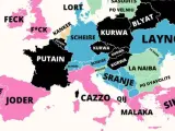 Mapa de palabrotas en Europa.