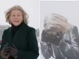 La reportera de la BBC en Washington, Laura Trevelyan, 'atacada' por una ventisca de nieve.