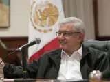 El presidente de México, Andrés Manuel López Obrador, durante una reunión de trabajo en Palacio Nacional, en Ciudad de México.