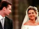 La infanta Cristina e Iñaki Urdangarin, el día que se casaron, el 8 de octubre de 1997 en Barcelona.