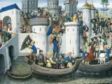 Miniatura del siglo XV sobre la conquista de Constantinopla durante la cuarta cruzada