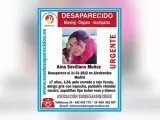 Cartel con el anuncio de la desaparición en Alcobendas (Madrid) de Aina Sevillano Muñoz.