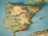 Mapa topográfico de España en 3D.