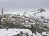 El municipio de Bocairent (Valencia) cubierto de nieve