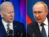 El presidente de EE UU, Joe Biden; y el presidente de Rusia, Vladimir Putin, en imágenes de archivo.