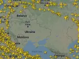 Espacio áereo en Ucrania, en Flight Radar.