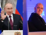 El presidente de Rusia, Vladimir Putin, y el de la FIFA, Gianni Infantino.