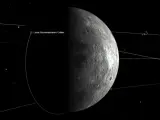 La trayectoria en 3D del cohete que se estrellará en la Luna.