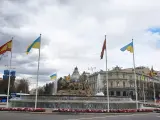 La fuente de Cibeles con homenajea a Ucrania.
