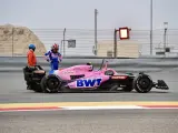 Esteban Ocon, con el Alpine en los test de Bahréin