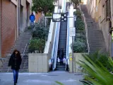Escaleras mecánicas de la Baixada de la Glòria, en el barrio de Vallcarca de Barcelona.