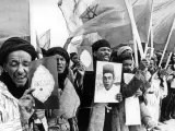 Imagen de archivo de ciudadanos marroquíes durante la Marcha Verde de 1975.