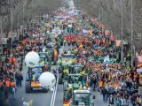 Los sectores del mundo rural participando en la protesta masiva de Madrid.