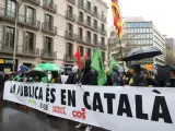 Cabecera de la manifestación contra la sentencia del 25% en castellano.