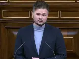 El portavoz de ERC, Gabriel Rufián, interviene en la sesión de la Cámara Baja.