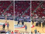 Un espontáneo salta a la cancha en un partido NBA.