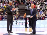 Javier Imbroda, durante su homenaje en la Copa del Rey de baloncesto.