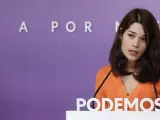 La portavoz de Podemos, Isa Serra, este lunes en rueda de prensa.