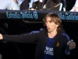 Luka Modric en el banquillo del Real Madrid frente al Celta.