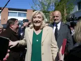 Marine Le Pen, tras votar este domingo.