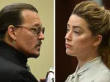 Johnny Depp y Amber Heard, durante el juicio que enfrenta a ambos actores, en la corte del condado de Fairfaix (Virginia, EE UU).