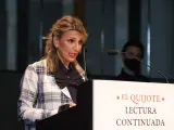 La vicepresidenta segunda del Gobierno y ministra de Trabajo, Yolanda Díaz, asiste a la lectura de los primeros pasajes del 'Quijote'.