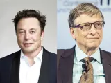 Combo de fotos de Elon Musk y Bill Gates.