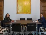 La consellera de Presidencia, Laura Vilagrà, y el ministro de Presidencia Félix Bolaños, durante una reunión para esclarecer el supuesto espionaje a líderes independentistas.