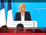 Marine Le Pen se dirige a sus seguidores, este domingo.