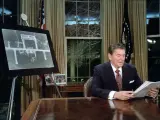 Reagan presentando su "Guerra de la Galaxias", el 23 de marzo de 1983.