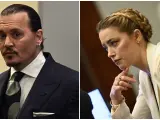 Johnny Depp y Amber Heard, en el noveno día del juicio que enfrenta a ambos actores.