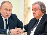 El presidente de Rusia, Vladímir Putin, y el secretario general de la ONU, António Guterres.