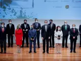 His Majesty King Felipe and Spanish Laboral Minister Yolanda Diaz with CEOE, Antonio Garamendi and vicepresident CEPYME &Aacute;ngel Nicol&aacute;s attending the delivery of the VII edition of the Spanish Confederation of Small and Medium Enterprises, April 8, 2021