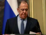 El ministro de Exteriores ruso, Serguéi Lavrov, durante una conferencia de prensa en Moscú.