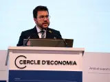 El president catalán, Pere Aragonès, en su intervención en la apertura este miércoles de las jornadas del Cercle d'Economia.