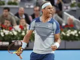 Rafa Nadal celebra un punto en el Mutua Madrid Open.