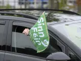 Bandera del Sinn Féin durante la campaña de elecciones a la Asamblea de Irlanda del Norte.