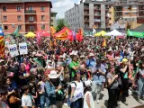 Participantes en la manifestación de este domingo en Puigcerdà (Girona) contra la candidatura de los JJOO de Invierno 2030.