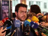 Pere Aragonès en la rueda de prensa de Bruselas