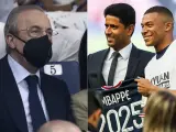 Florentino Pérez y Nasser Al-Khelaifi con Mbappé