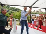 El presidente del Gobierno y secretario general del PSOE, Pedro S&aacute;nchez, en un acto feminista en el Palacio de los C&oacute;rdova en Granada.