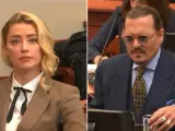 Amber Heard y Johnny Depp en la 20ª sesión del juicio.